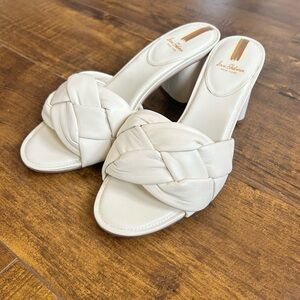 Sam Edelman Cream Braided Leather Slide Heels